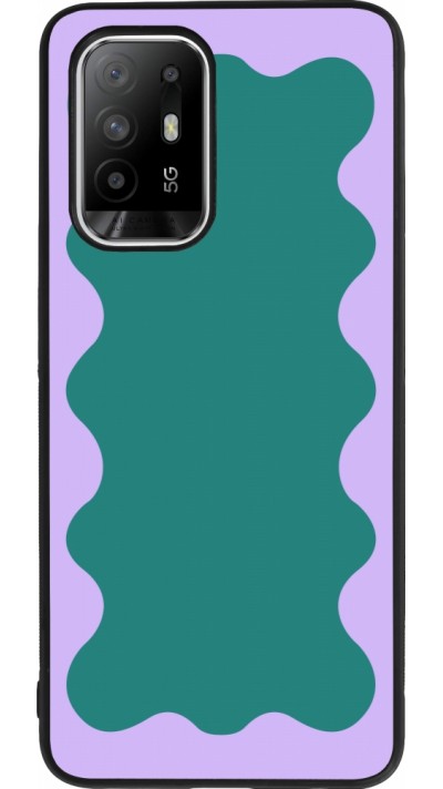OPPO F19 Pro+ Case Hülle - Silikon schwarz Wavy Rectangle Green Purple