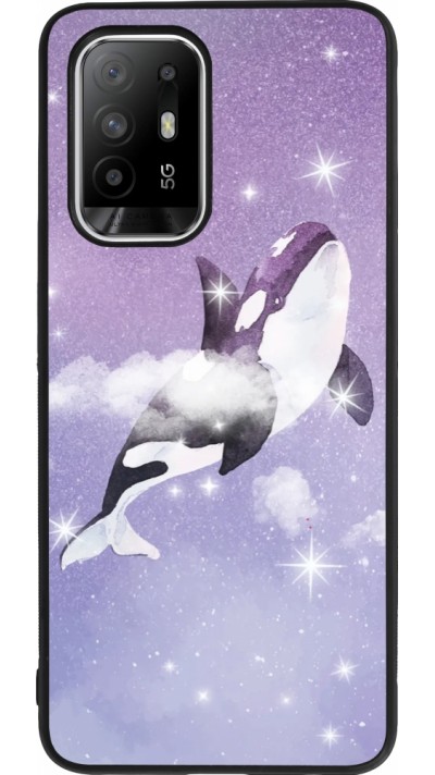 OPPO F19 Pro+ Case Hülle - Silikon schwarz Whale in sparking stars