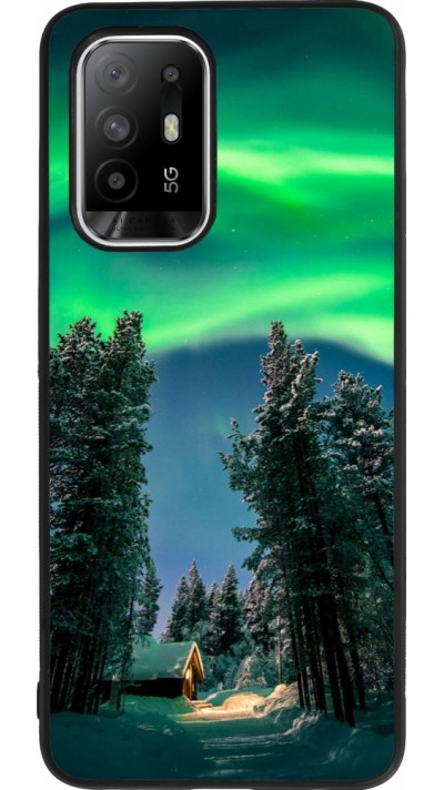 OPPO F19 Pro+ Case Hülle - Silikon schwarz Winter 22 Northern Lights