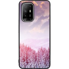 Coque OPPO F19 Pro+ - Silicone rigide noir Winter 22 Pink Forest