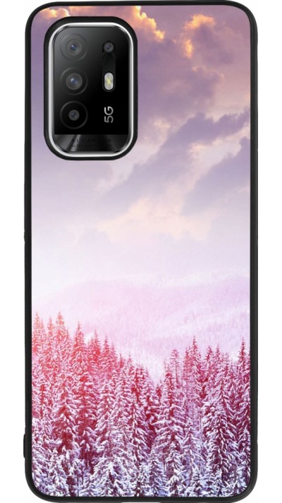 OPPO F19 Pro+ Case Hülle - Silikon schwarz Winter 22 Pink Forest