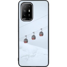 Coque OPPO F19 Pro+ - Silicone rigide noir Winter 22 ski lift