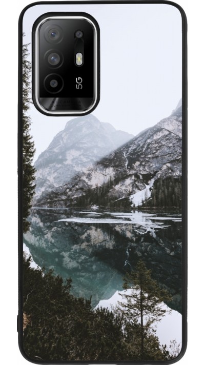 OPPO F19 Pro+ Case Hülle - Silikon schwarz Winter 22 snowy mountain and lake