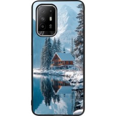 Coque OPPO F19 Pro+ - Silicone rigide noir Winter 25 Winter house forest day