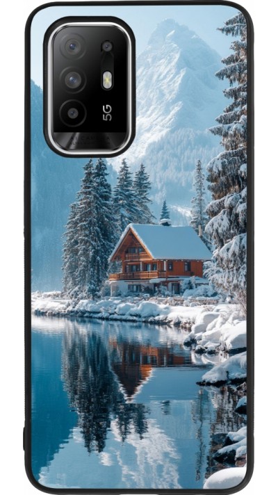 OPPO F19 Pro+ Case Hülle - Silikon schwarz Winter 25 Winter house forest day