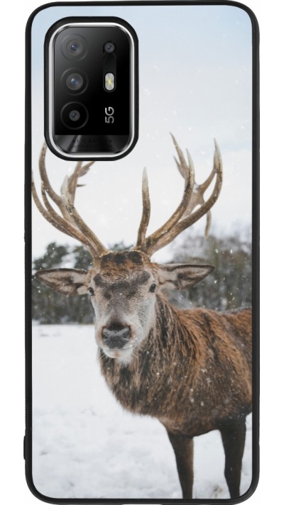 OPPO F19 Pro+ Case Hülle - Silikon schwarz Winter 25 Winter reindeer