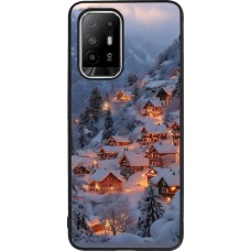 Coque OPPO F19 Pro+ - Silicone rigide noir Winter 25 Winter snowy village