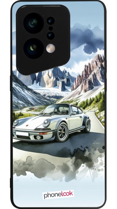 Coque OPPO Find X5 - Silicone rigide noir Porsche 911 Mountain Watercolor
