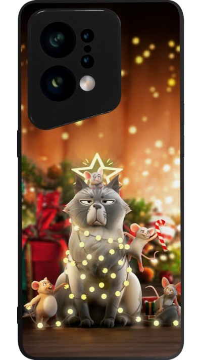 OPPO Find X5 Case Hülle - Silikon schwarz Christmas 25 Xmas Cat