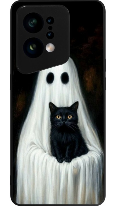 OPPO Find X5 Case Hülle - Silikon schwarz Halloween 2025 Ghost with black cat OPPO Find X5 Case Hülle - Silikon schwarz Halloween 2025 Ghost with black cat