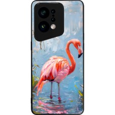 Coque OPPO Find X5 - Silicone rigide noir Paint Flamingo