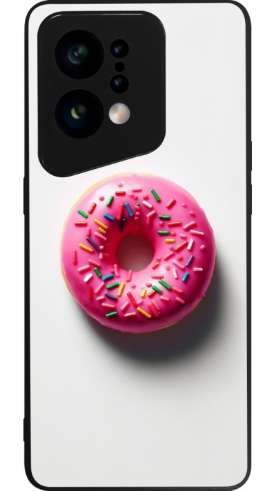 Coque OPPO Find X5 - Silicone rigide noir Weißer Hintergrund, pinker Donut