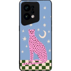Coque OPPO Find X5 - Silicone rigide noir Pink leopard with stars 2026