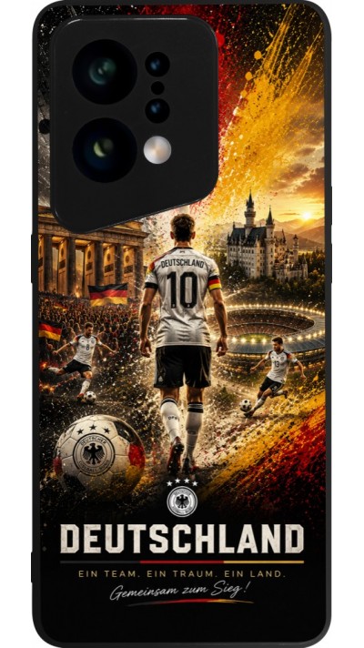 Coque OPPO Find X5 - Silicone rigide noir Football Allemagne splash 2026