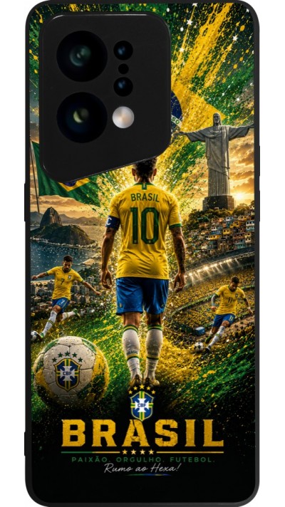 Coque OPPO Find X5 - Silicone rigide noir Football Brésil splash 2026