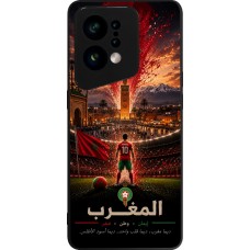 Coque OPPO Find X5 - Silicone rigide noir Football Maroc splash 2026