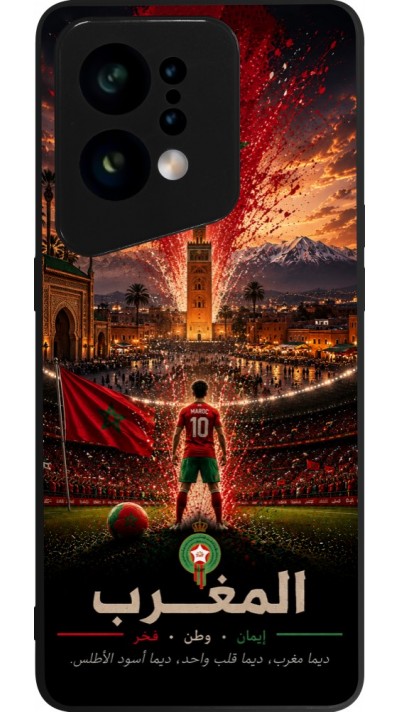 Coque OPPO Find X5 - Silicone rigide noir Football Maroc splash 2026