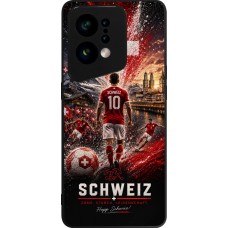 Coque OPPO Find X5 - Silicone rigide noir Football Schweiz splash 2026