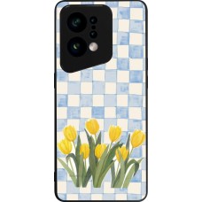 Coque OPPO Find X5 - Silicone rigide noir Blue vichy tulips Spring 2026