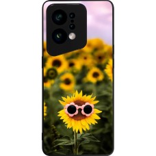 OPPO Find X5 Case Hülle - Silikon schwarz Sunflower with glasses Spring 2026