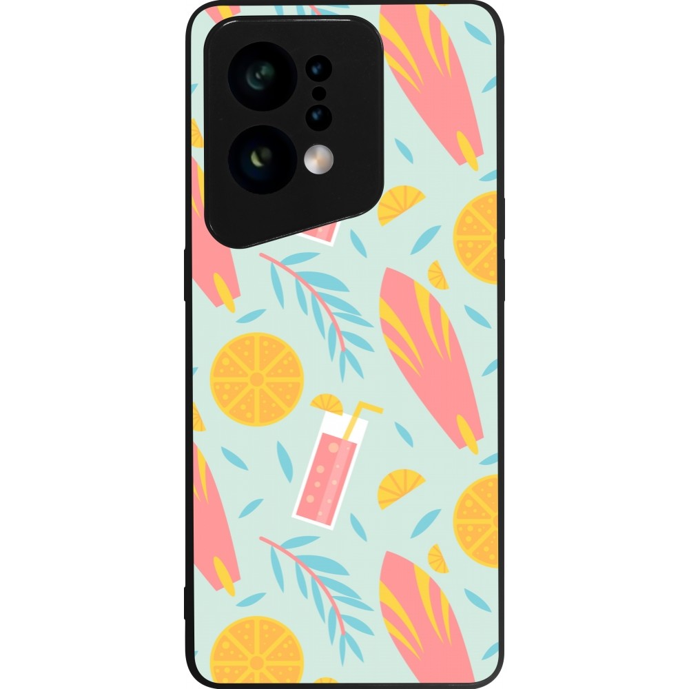 Coque OPPO Find X5 - Silicone rigide noir Summer 2025 Pattern citron