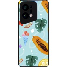 Coque OPPO Find X5 - Silicone rigide noir Summer 2025 Pattern papaya