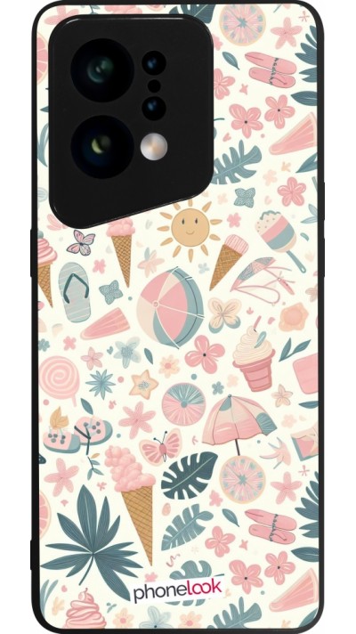 OPPO Find X5 Case Hülle - Silikon schwarz Sommer Pink Muster