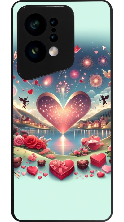 Coque OPPO Find X5 - Silicone rigide noir Valentine 2025 Chic