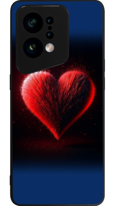 Coque OPPO Find X5 - Silicone rigide noir Valentine 2025 coeur rouge