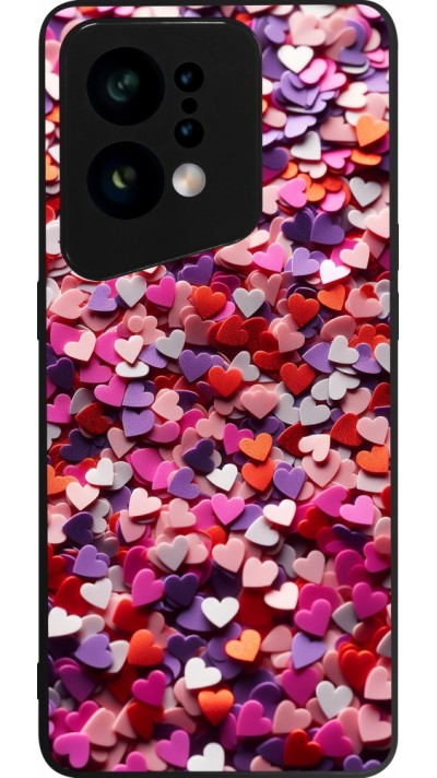 Coque OPPO Find X5 - Silicone rigide noir Valentine 2025 Confetti