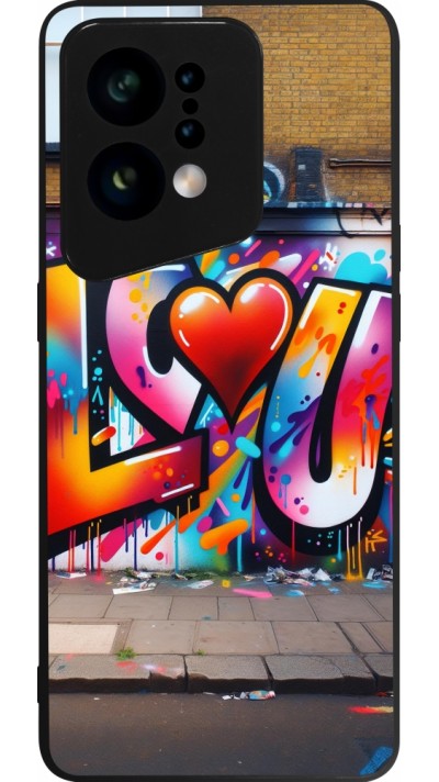 Coque OPPO Find X5 - Silicone rigide noir Valentine 2025 Love U Tag