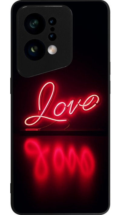 Coque OPPO Find X5 - Silicone rigide noir Valentine 2025 Neon Love