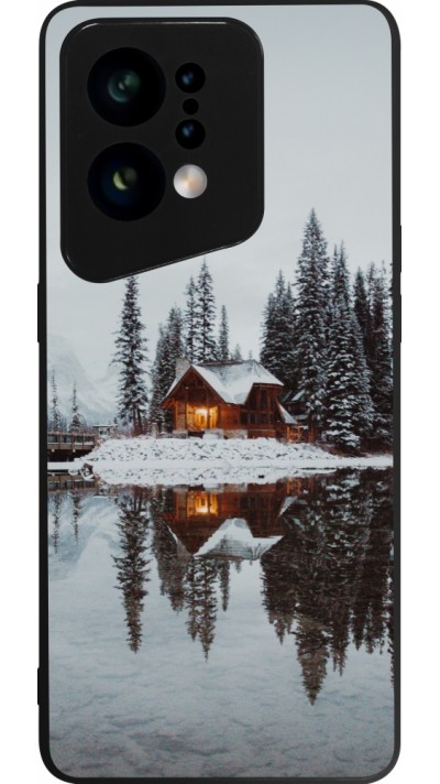 Coque OPPO Find X5 - Silicone rigide noir Winter 25 Winter house forest afternoon