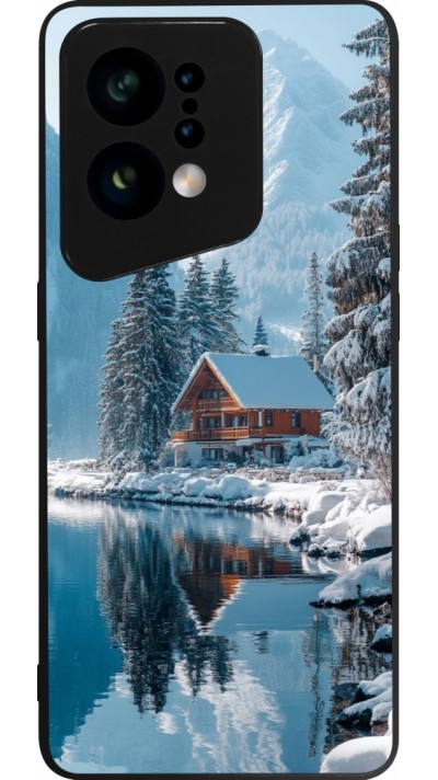 Coque OPPO Find X5 - Silicone rigide noir Winter 25 Winter house forest day