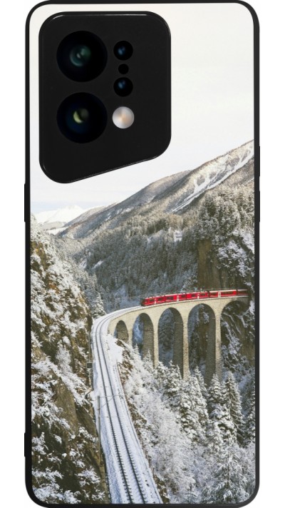 Coque OPPO Find X5 - Silicone rigide noir Winter 25 Winter polar express