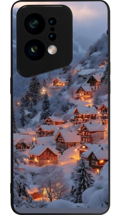 Coque OPPO Find X5 - Silicone rigide noir Winter 25 Winter snowy village