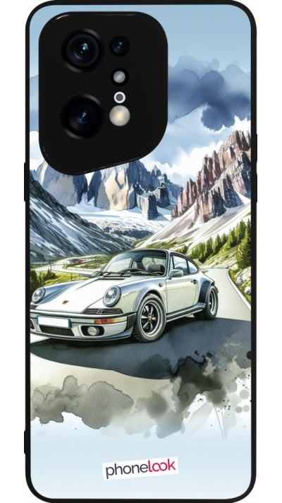 Coque OPPO Find X5 Pro - Silicone rigide noir Porsche 911 Mountain Watercolor