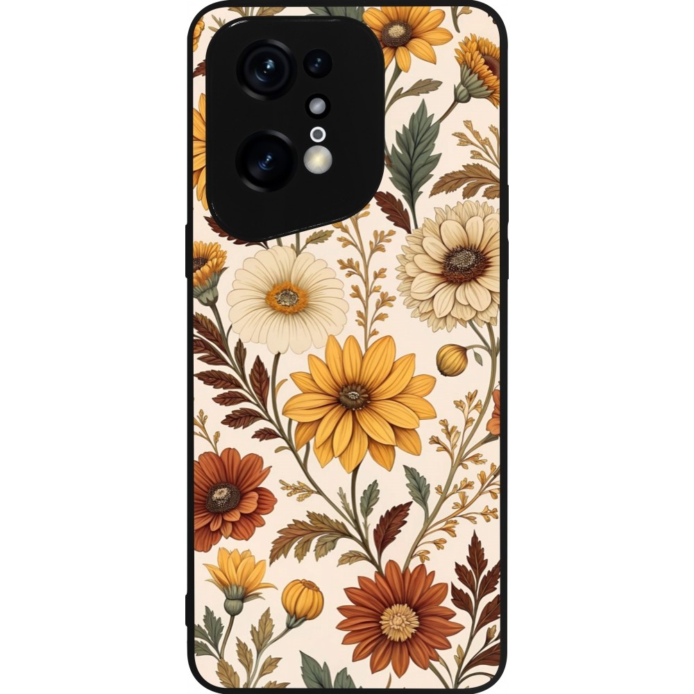 Coque OPPO Find X5 Pro - Silicone rigide noir Autumn 25 Flower pattern