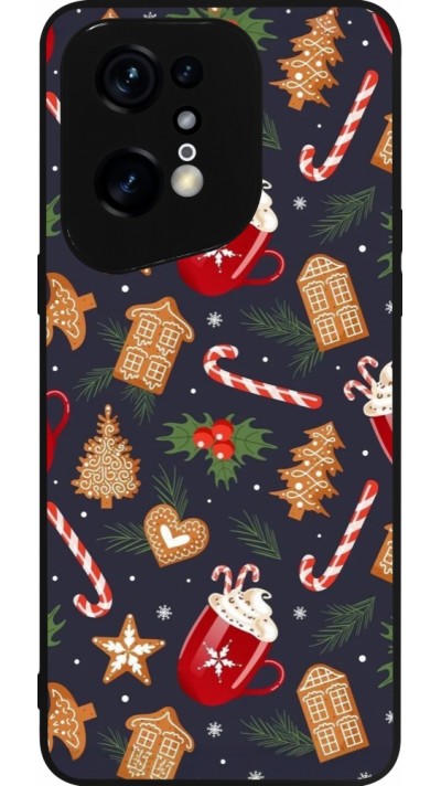 Coque OPPO Find X5 Pro - Silicone rigide noir Christmas 25 Pattern Gingerbread House