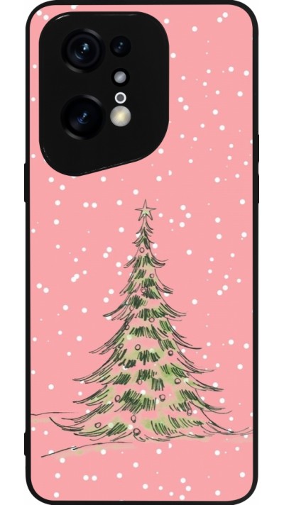 Coque OPPO Find X5 Pro - Silicone rigide noir Christmas 25 Pink Tree