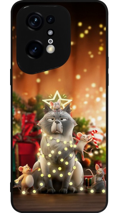Coque OPPO Find X5 Pro - Silicone rigide noir Christmas 25 Xmas Cat