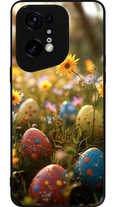 Coque OPPO Find X5 Pro - Silicone rigide noir Easter 2026 Decorated eggs