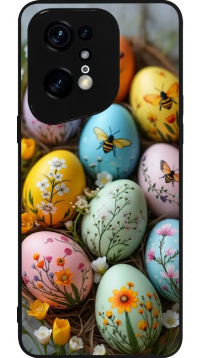 Coque OPPO Find X5 Pro - Silicone rigide noir Easter 2026 Eggs with bees