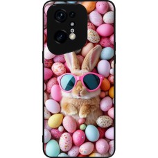 Coque OPPO Find X5 Pro - Silicone rigide noir Easter 2026 Rabbit fun