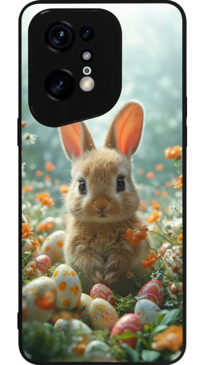 Coque OPPO Find X5 Pro - Silicone rigide noir Easter 2026 Rabbit in the garden