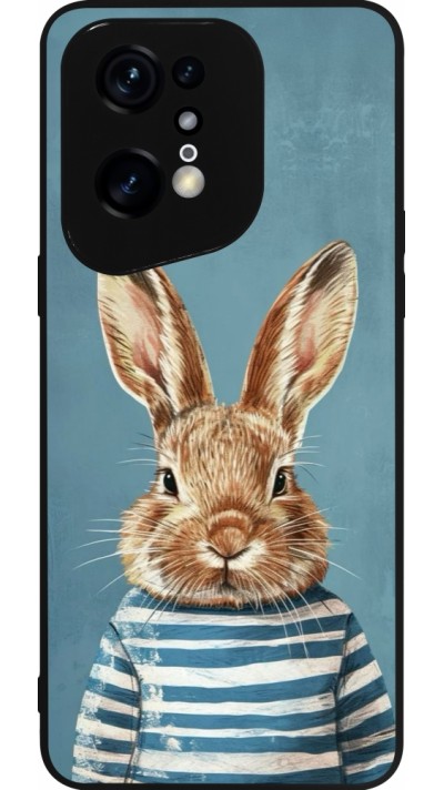 Coque OPPO Find X5 Pro - Silicone rigide noir Easter 2026 Rabbit navy