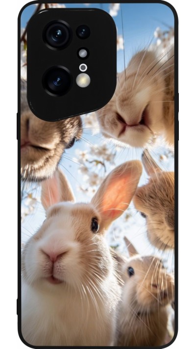 Coque OPPO Find X5 Pro - Silicone rigide noir Easter 2026 Rabbits