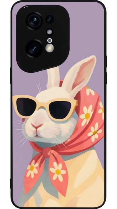 Coque OPPO Find X5 Pro - Silicone rigide noir Easter 2026 Rabbit with scarf
