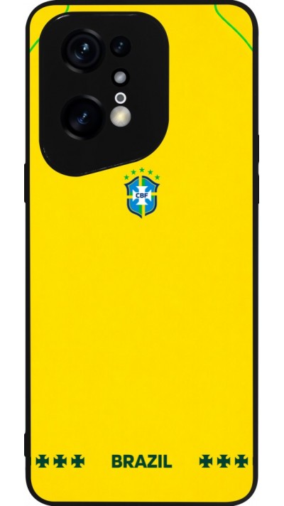 Coque OPPO Find X5 Pro - Silicone rigide noir Maillot de football Bresil 2026 personnalisable