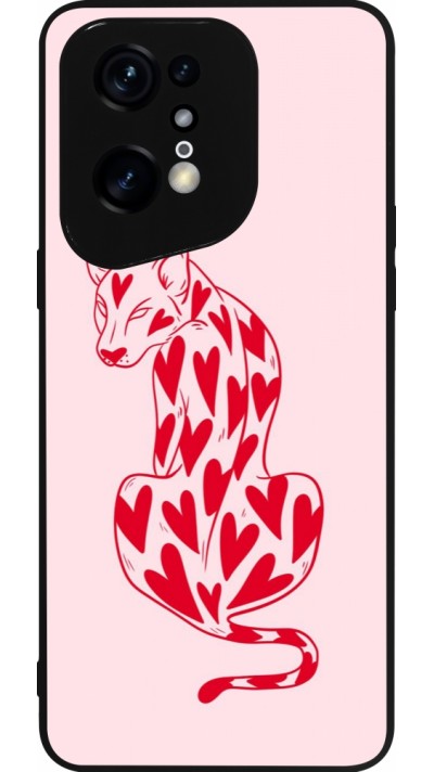 Coque OPPO Find X5 Pro - Silicone rigide noir Leopard with hearts 2026